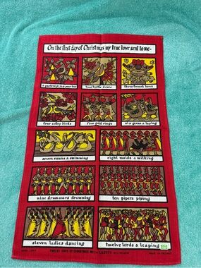 Red Ireland Twelve days Of Christmas Linen Towel By Ulster